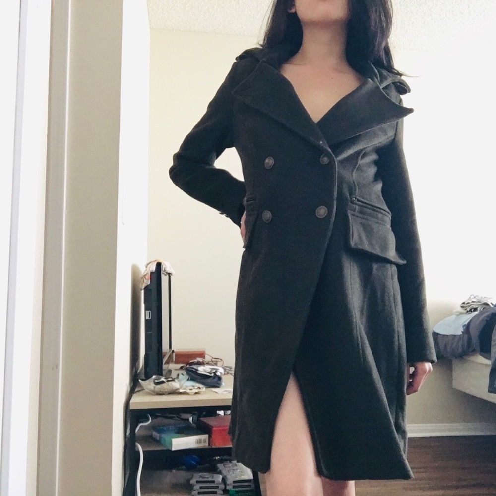 Dark Grey Wool Trench Coat